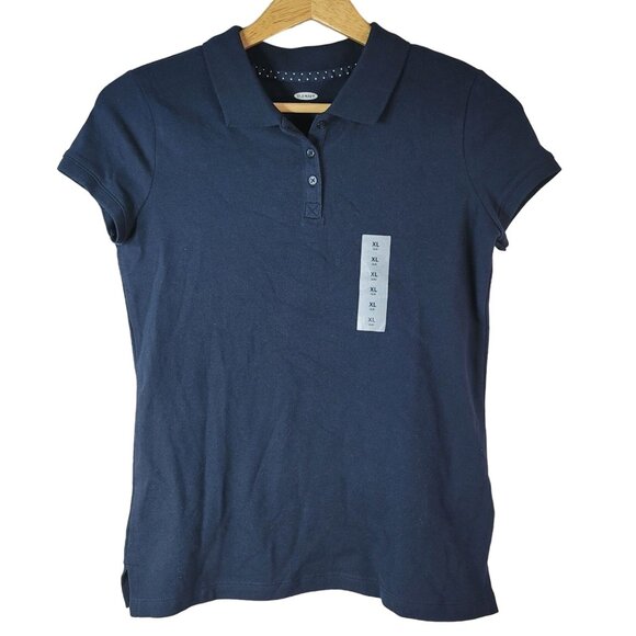 Old Navy Girls Uniform Polo Top Navy Blue XL Short Sleeve Cotton Classic Fit NWT - Picture 1 of 8